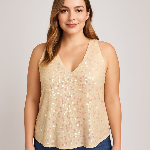 Anthropologie Tops - Anthropologie Moulinette Soeurs Ivory Sequin V-Neck Tank Top - Size 6 - NWT